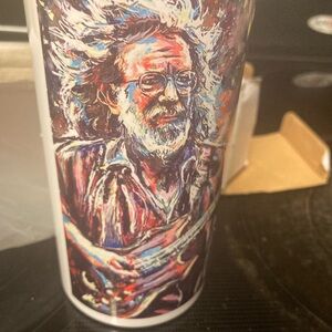 Grateful Dead Custom Jerry Garcia White Aluminum 600 ML Water Bottle Black Cap
